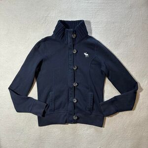 Abercrombie and Fitch Women's Small Navy Blue Zip Up with Buttons